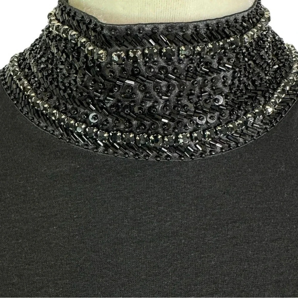 Generation Love Beaded Nicky Linen Turtleneck Bow Tie Back Top Black Size L NWT - Picture 2 of 15